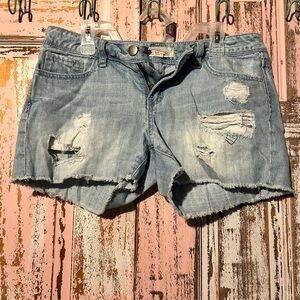 2.1 Denim Faded Blue Ripped Jean Shorts